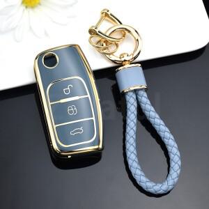 쉘Fob TPU 자동차 소프트 접이식 키 케이스 홀더 포드 포커스 2 팔콘 탈출 갤럭시 호환 Kuga B-Max Ecospor