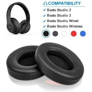 Beats Studio 2 3 Solo Bluetooth 헤드폰용 단백질 가죽 메모리 폼용 교체용 이어 패드 1쌍