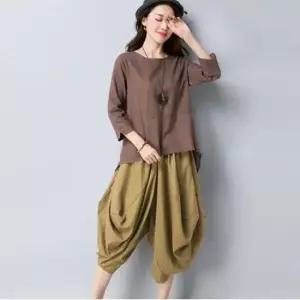 친절한탄씨 WL F2106 여름 썸머 면마 항아리 배기 할렘 통 바지 여름바지 밴딩바지 면마바지 항아리바지