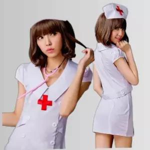 투버튼 간호사 유니폼 코스프레 코스튬 파티의상