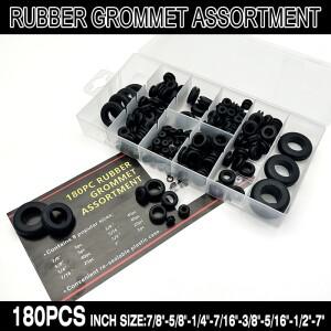 180Pcs 검정색 고무 그로밋 세트 방진 방지 스크래치 구멍 보호기 기계용 씰링 링 자동차 전기 배선