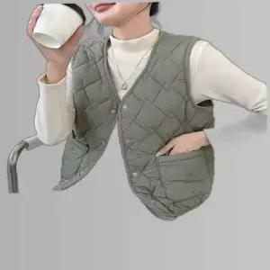 여자 겨울 세미기모 사무실 포켓 경량조끼 패딩조끼