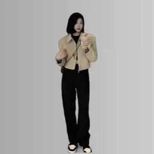 여자 크롭 카라 블루종