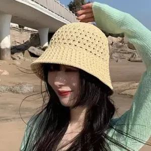 해변 라탄 버킷햇 패션 벙거지 여름 밀짚모자