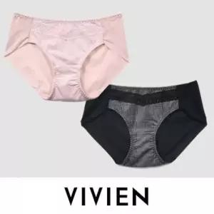 (비비안)체크 디자인 레이스 미디 삼각팬티