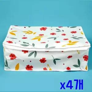 오너클랜 TBZ 의류 이불 간편 정리 보관함 54x35cm) 플라워) x4개 옷수납함 옷보관상자 원단리빙박스