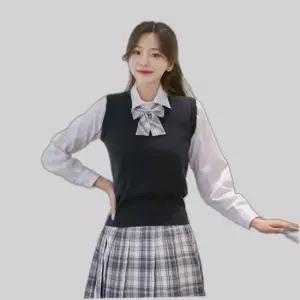교복몰 보풀방지 네이비 교복조끼(여자) 교복 학생복.