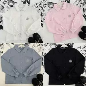 아코디언 플라워자수 긴팔 교복셔츠(4color) 교복