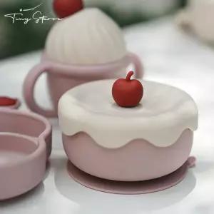 아이스크림 실리콘 흡착식 간식 그릇 보이비 보조 식기