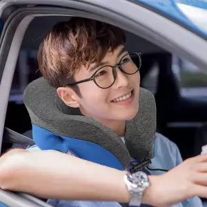 [골드스마일]블루 메모리폼 넥필로 목베개 휴대용목쿠션