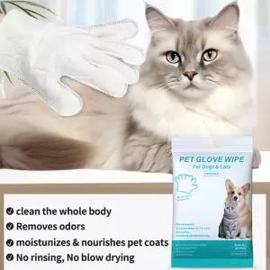 6-12PCS 애완 동물 워시 프리 장갑 고양이 목욕 탈취제 물티슈 일회용 청소 드라이 클리닝 개 부드럽고