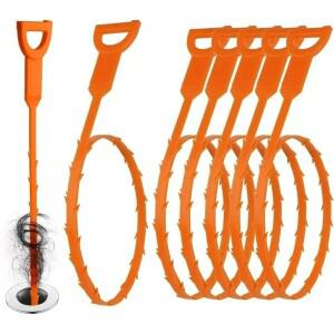 호환상품 For 4 Pack Drain Snake Hair Remover Tool - Reusable Plumbing Unblocker for Kitchen Bathroom