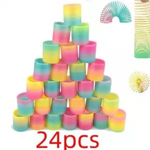 24PCS 레인보우 매직 스프링 서클 장난감 생일 파티는 손님을 선호합니다 경품 작은 선물 Pinata 필러