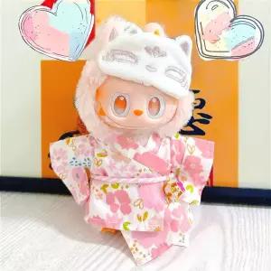 여름 신선한 스타일 일본 기모노 세트 15/17cm Labubu 인형 부드러운 밝은 색상의 옷 액세서리