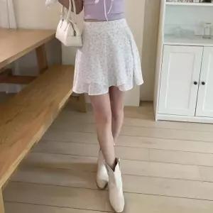 여자 플라워패턴 쉬폰 뒷밴딩 미니 스커트