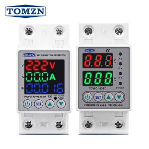 TOMZN Din 레일 듀얼 디스플레이 조절 가능 과전압 전류 보호 장치  릴레이  40A  63A  100A  220V  230V