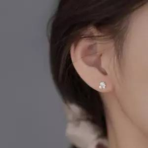 여자 봄여름 조개 진주 큐빅 포인트 귀걸이