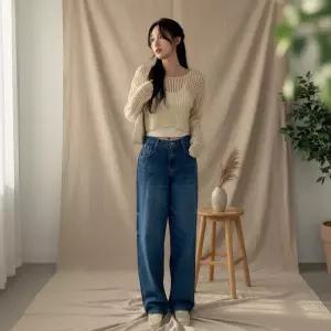 여성 기본 와이드 데님 배기팬츠 바지 루즈핏 오버핏