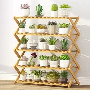 [콩심팥심]화분진열대 인테리어 5단 80cm ver12 대나무
