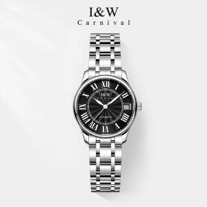스위스 I&W 카니발   일본 MIYOTA 자동 기계식 여성용 시계 사파이어 풀 스틸 커플 665L-S