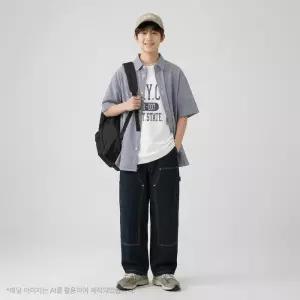 USALL  HC29 스트라이프 반팔 셔츠 주니어 공용 스트라이프 반팔 셔츠 ULYC264Y3