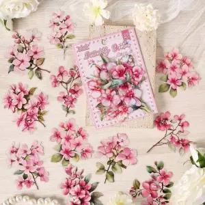 Journamm 20 PCS Scrapbooking을위한 투명 꽃 스티커 저널링 PET 식물 Clear Flower Decals