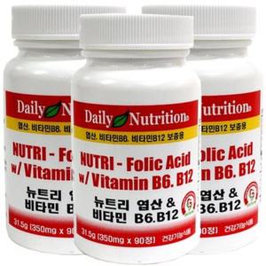 [90정X3병]뉴트리 엽산 B9 비타민B6 B12/피로 영양제