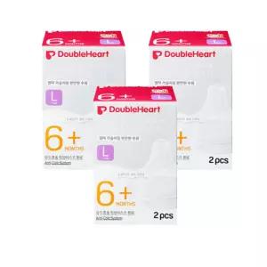 더블하트 모유실감 3세대 젖꼭지 L사이즈 2개입 x 3개 (총6개입)