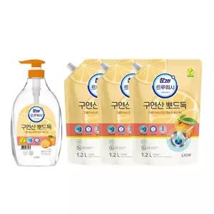 참그린 트루워시 구연산 오렌지 용기 1kg, 1개 + 리필,1.2kg,3개