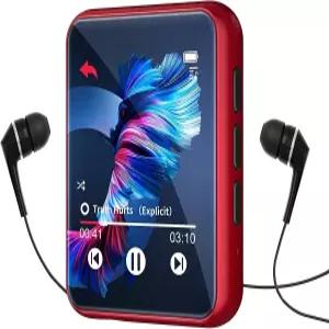 MP3 플레이어 Bluetooth 5.3 풀 터치 스크린 컬러 화면 미니 스피커 포함 HiFi 무손실 음악 FM 라디오 녹음