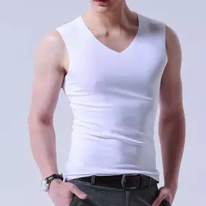 남성 브이넥 여름나시 쿨티셔츠 심리스 이너 여름런닝 HDA9+6gKD