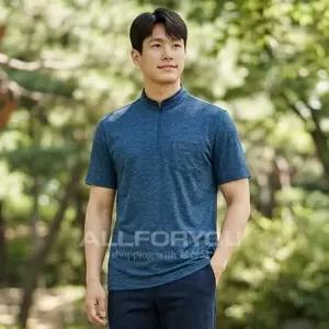 올포유 남성 여름 미니 요꼬에리 티셔츠 AMTH62141BL
