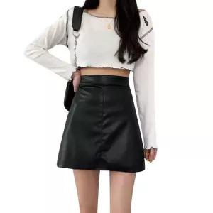여자 가을겨울 데일리 레더 미니 스커트