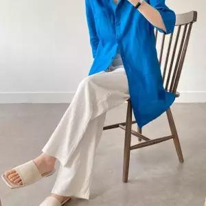 [클리어런스]린넨 반팔 루즈핏 데일리 롱 남방 셔츠_5