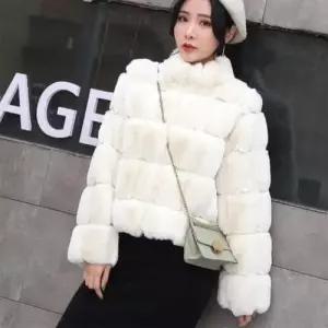 EAMT 추동 긴팔 쇼트 여자자켓 오버나이트 톱 토끼털 코트 모피 9부 YJ3