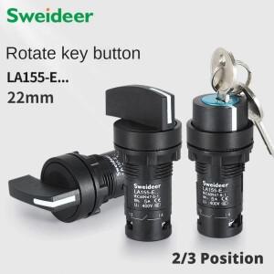 22mm 키 노브 스위치 1NO/2NO/1NO1NC 2/3 자동 잠금 선택 로터리 전원 변환 5A 온오프