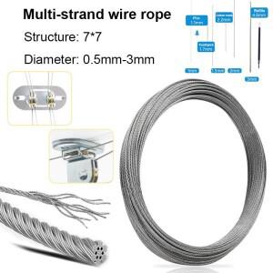 10M ~ 5M 직경 0.5mm-3.0mm 7X7 구조 304 스테인레스 스틸 와이어 로프 alambre 케이블  낚시 리프팅