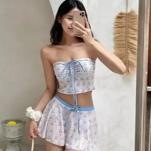 수피 여자 원천 하이웨스트 바캉스룩 슬림핏 수영복 온천 분리 비치웨어 톱 스커트형 JEN1
