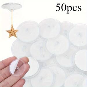 50개 미니 소형 투명 천장 후크 - 설치가 용이하고 자체 접착식이며 DIY 장식  파티  크리스마스용 흔적 없