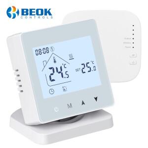 가스 보일러 난방 터치 스크린 온도 컨트롤러 룸 조절기 배터리 용 Beok RF 무선 WiFi