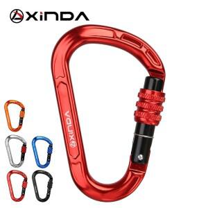 XINDA 암벽 등반 카라비너 25KN 맥세이프 나사 잠금 배 모양 버클  스프링 장착 게이트 알루미늄 야외 키트