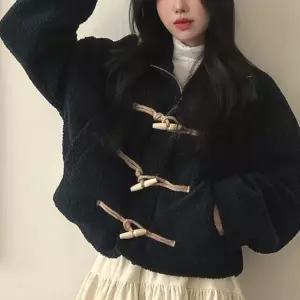 |CCJ6F52|여성 겨울 양털 크롭 집업 자켓