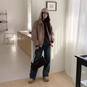 |KHJ6F3D|여성 보아 퍼 카라 집업 자켓 시보리