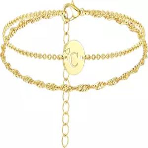 소녀 여성을 위한 골드 이니셜 하트 팔찌 트렌디하고 레이어드된 고급스러운 선물 맞춤 디스크 레터 참 A-Z