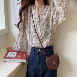 [룽스_62]봄가을 얇은 쉬폰 플라워 블라우스 시스루 3색