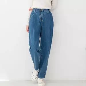 [룽스_62]통 허리 뒷밴딩 데일리 오버핏배기 진청 청바지