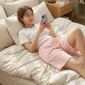 [라일리여성언더웨어] Rly 국산 남녀공용 커플 면 5부 반바지