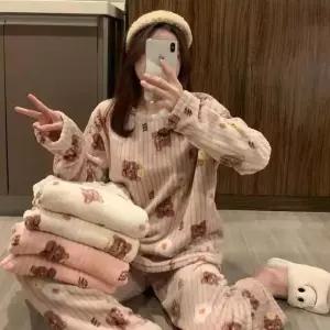 [라일리여성언더웨어] Rly 극세사잠옷 곰돌이 수면잠옷