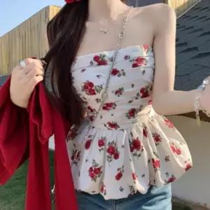 플라워 주름 바캉스 여성 여름 블라우스 스모크 오프숄더