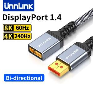 Unnlink 모니터 DisplayPort 연장 케이블 남성-여성 DP 1.4 8K 60Hz  4K 240Hz/165Hz/144Hz/120Hz